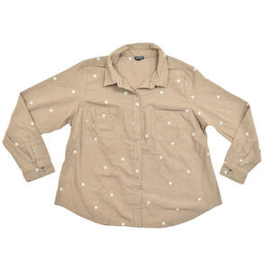 Torrid Women's Button Up Blouse Brown Floral Long Sleeve Plus Size 2 Cotton